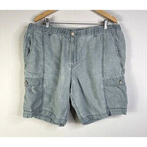 Tommy Bahama Relax Linen Blend Cargo Shorts Mens XXL Stretch Drawstring Green